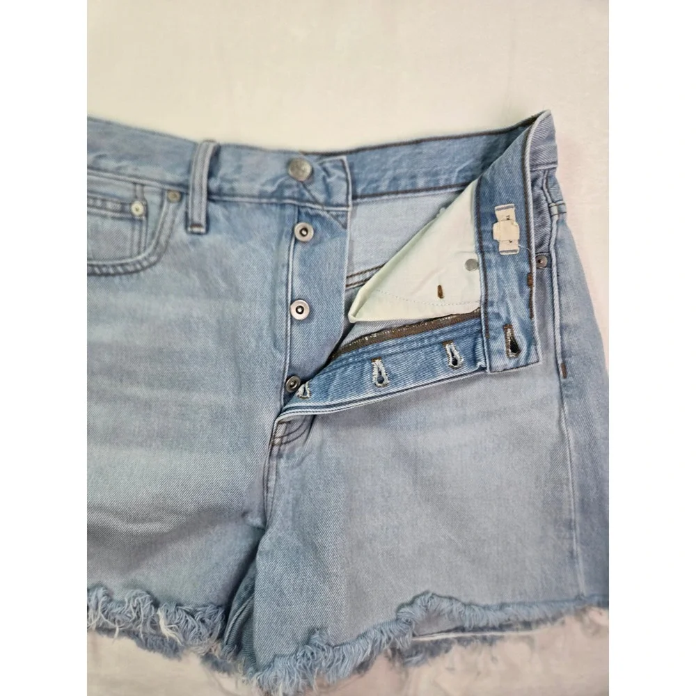Madewell The Momjean Short Light Wash High Rise Button Fly Denim Shorts MD740 28 - Picture 4 of 9